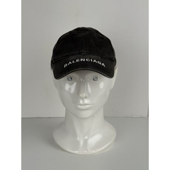 Balenciaga Baseball Cap Black Denim - Picture 1 of 9